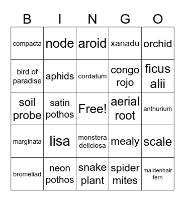 plants Bingo Card