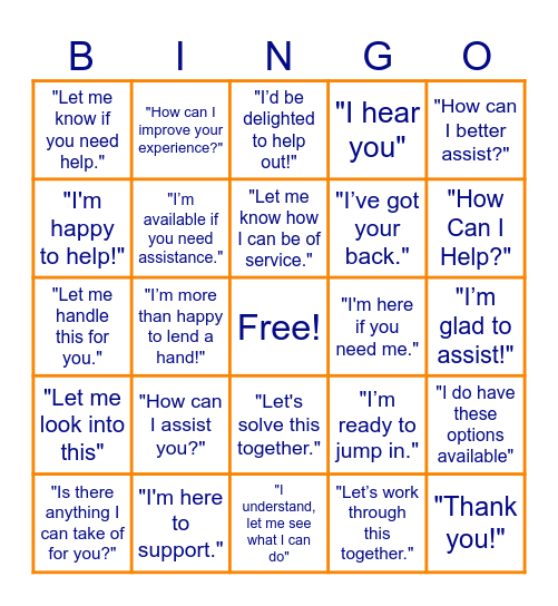 "How Can I Help" Bingo! Bingo Card