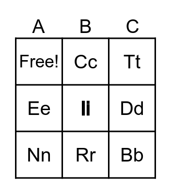 Alphabet Bingo Card