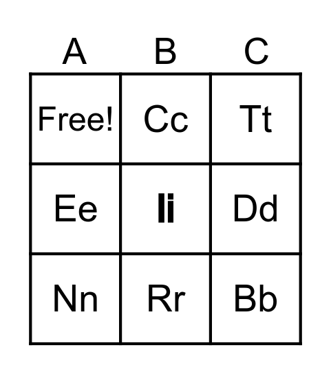 Alphabet Bingo Card