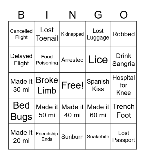 Tonya Bingo Card