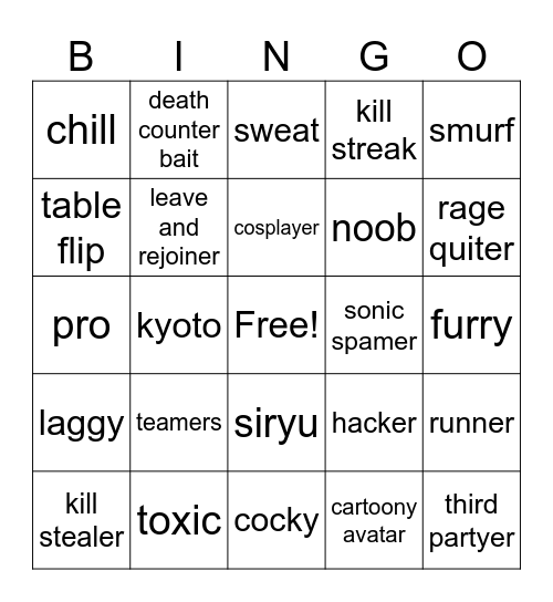 Untitled Bingo Card
