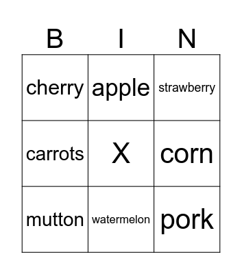 Fruit and Meet Bingo Card