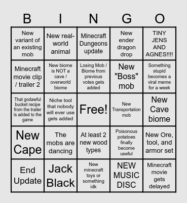 Minecraft Live 2024 Bingo but i ran out of ideas for it Bingo Card