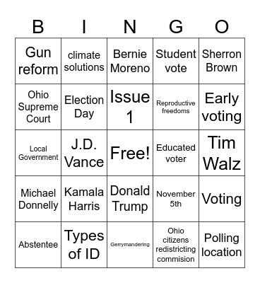 Ballot Bingo Card