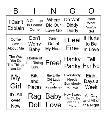 Songs of 1964 Bingo Card