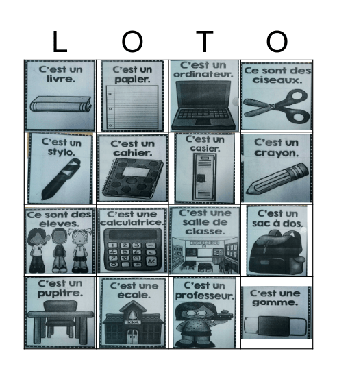 L'école Bingo Card