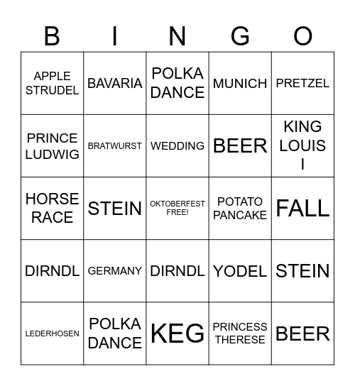 OKTOBERFEST BINGO Card