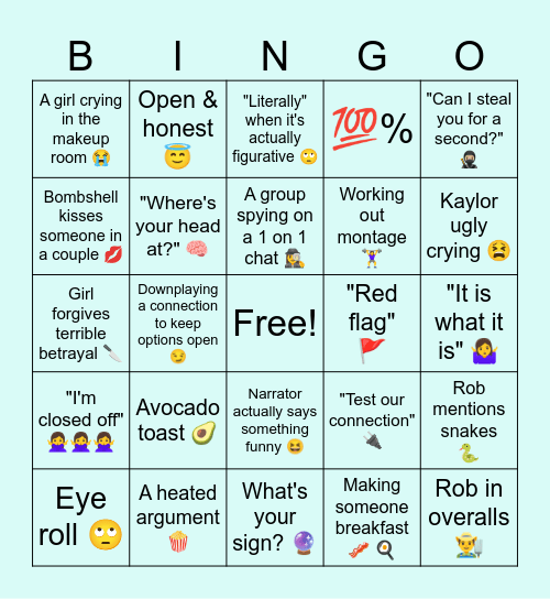 LOVE ISLAND USA S6 Bingo Card