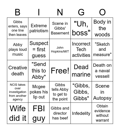 NCIS Bingo 2 Bingo Card