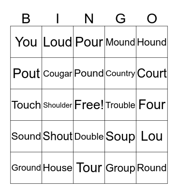 "OU" WORDS BINGO Card