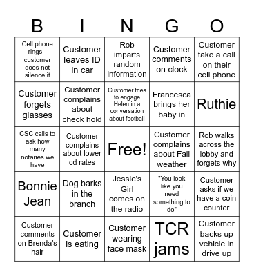 Bingo #7 Bingo Card