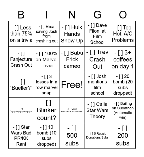 Untitled Bingo Card