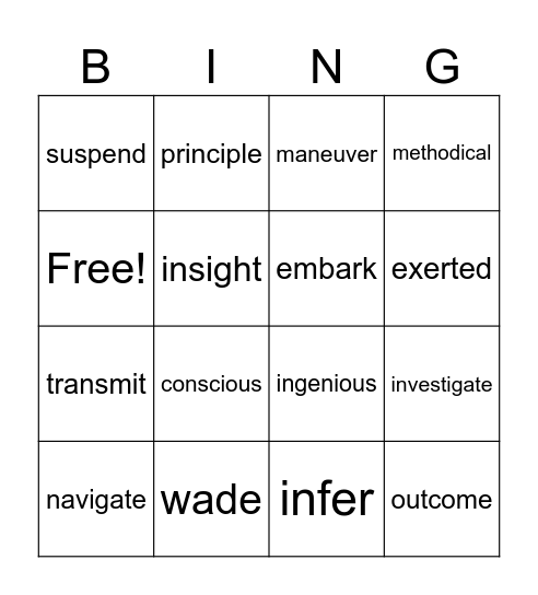 Word Wisdom Bingo Card