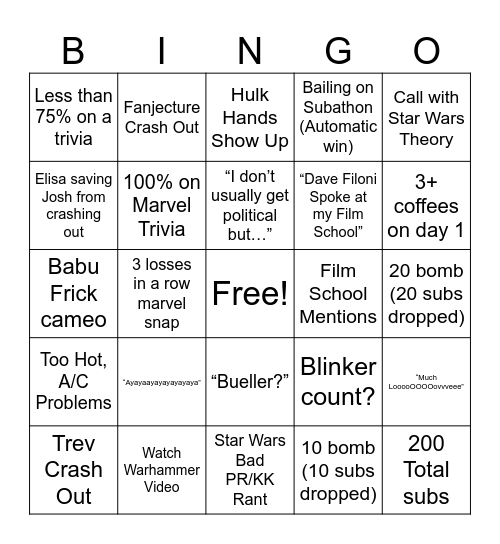 Untitled Bingo Card