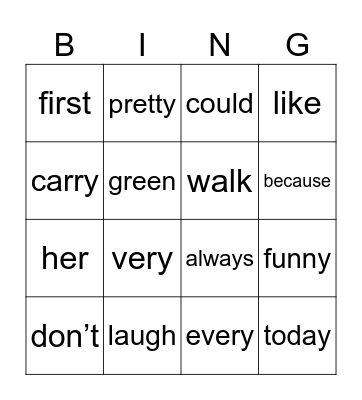 HFW2 Bingo Card