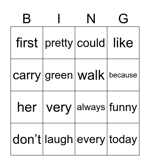 HFW2 Bingo Card