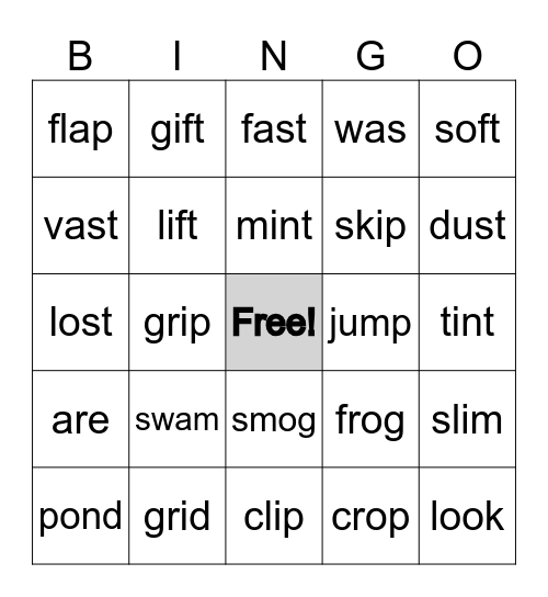 UFLI - Consonant Blends with Short Vowels Bingo Card