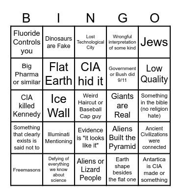 Conspiracy Bingo Card