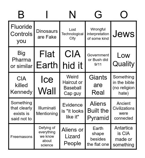 Conspiracy Bingo Card