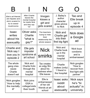 Heartstopper Bingo Card