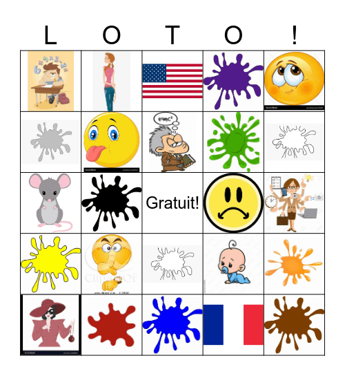 Les Adjectives Bingo Card