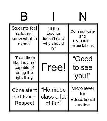 Classroom Management Bingo! Bingo Card