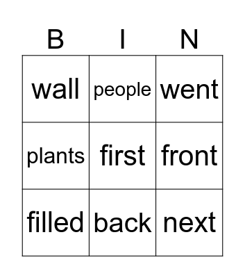 HFW g3 Bingo Card