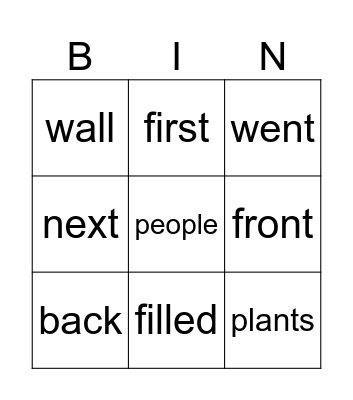 HFW g3 Bingo Card