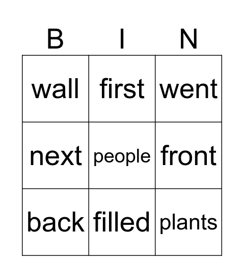 HFW g3 Bingo Card