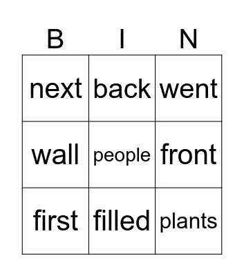 HFW g3 Bingo Card