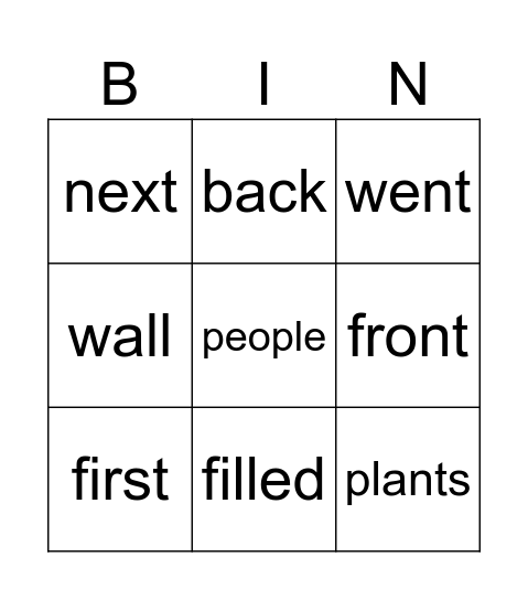 HFW g3 Bingo Card