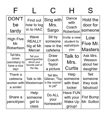 First Week of School! Bingo Card