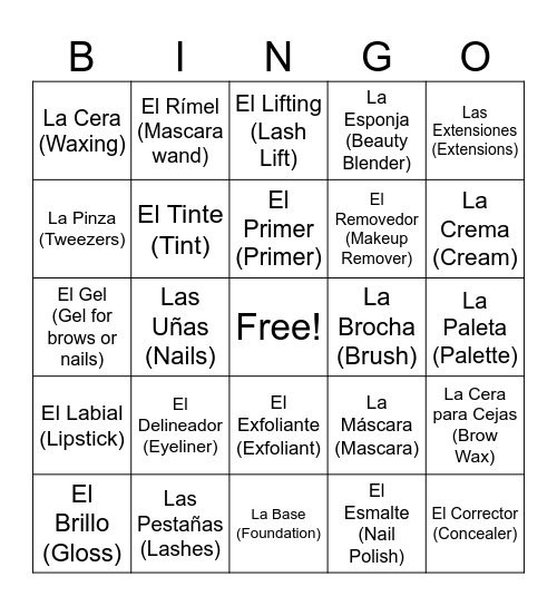 NAVA BEAUTY Bingo Card