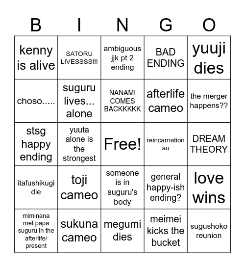 jjk FINAL LEAK Bingo Card