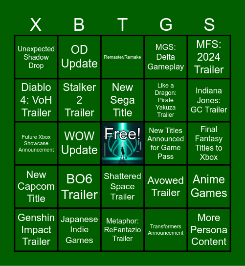 Xbox Tokyo Game Show 2024 Bingo Card