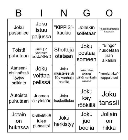 SYNTTÄRIBINGO Card