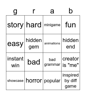 grab card Bingo Card