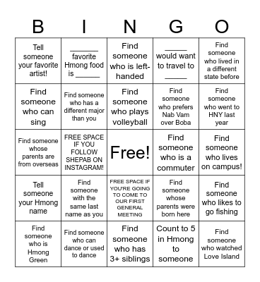 Untitled Bingo Card