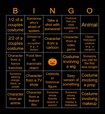 Boo Bash Bingo Card