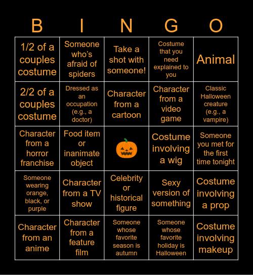 Boo Bash Bingo Card