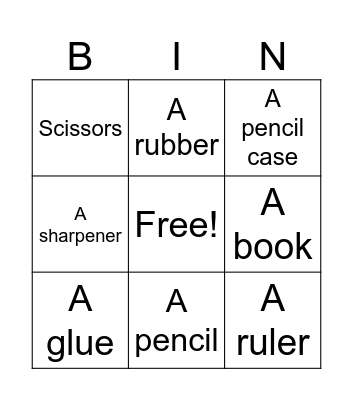 Back to school Bingo Card