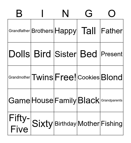 Family Bingo Card