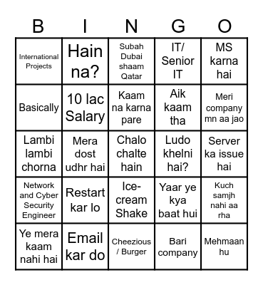 NASIR BINGO! Bingo Card