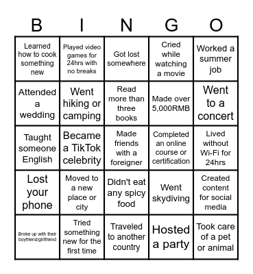 Getting to Know Your Classmates BINGO Card