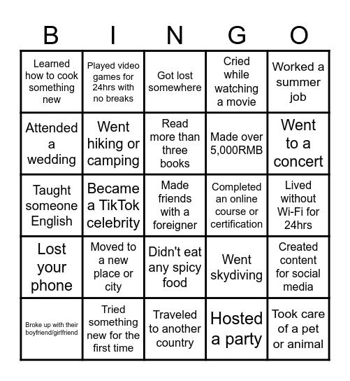 Getting to Know Your Classmates BINGO Card