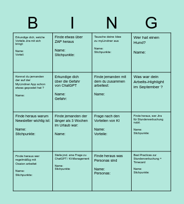 Floorwalker - Networking Bingo Card