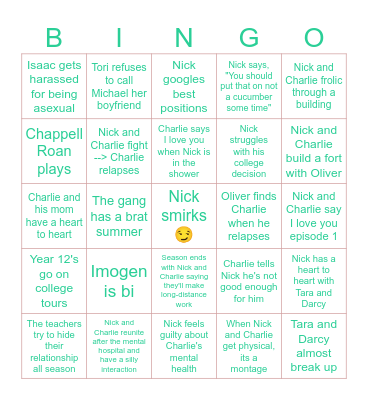 Heartstopper Season 3! Bingo Card