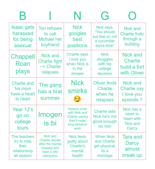 Heartstopper Season 3! Bingo Card