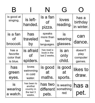 Find Someone Who... Bingo Card